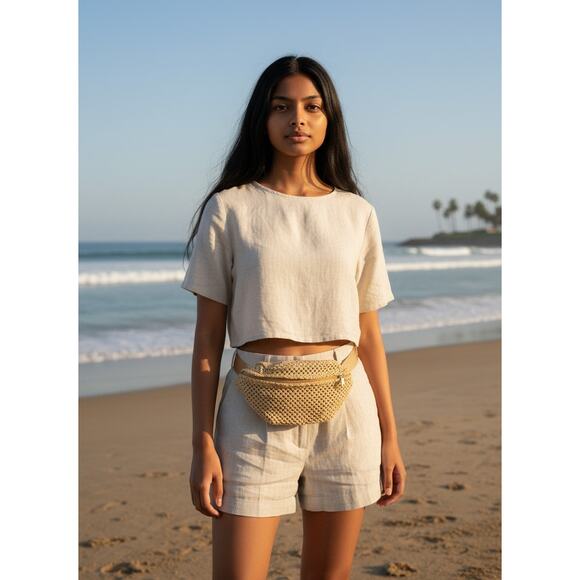 Unbranded Handbags - Straw Woven Belt Bag Crossbody Boho Beach Fanny Pack Beige NWT